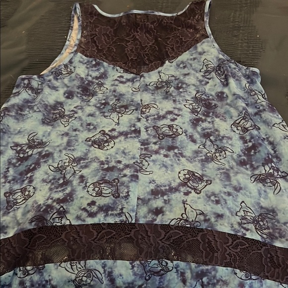 Disney Lilo & Stitch Blue Sleeveless Tank Top with Lace. - Picture 6 of 8